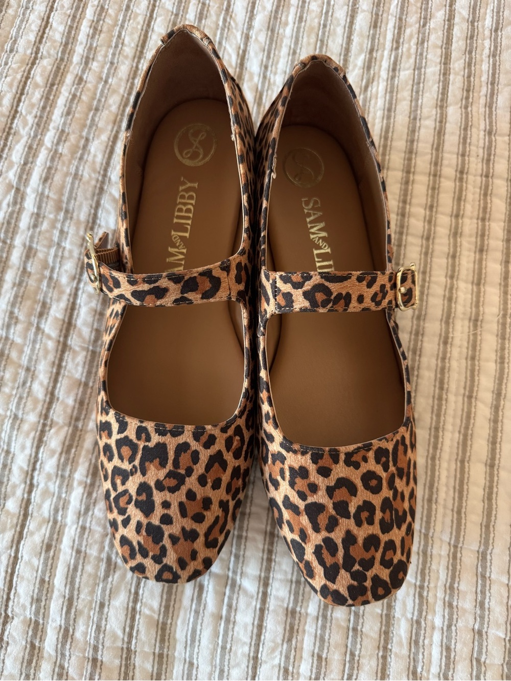 🖤LIKE NEW🖤 Sam & Libby Leopard Print Mary Jane Flats - Brown & Black Sz 10
